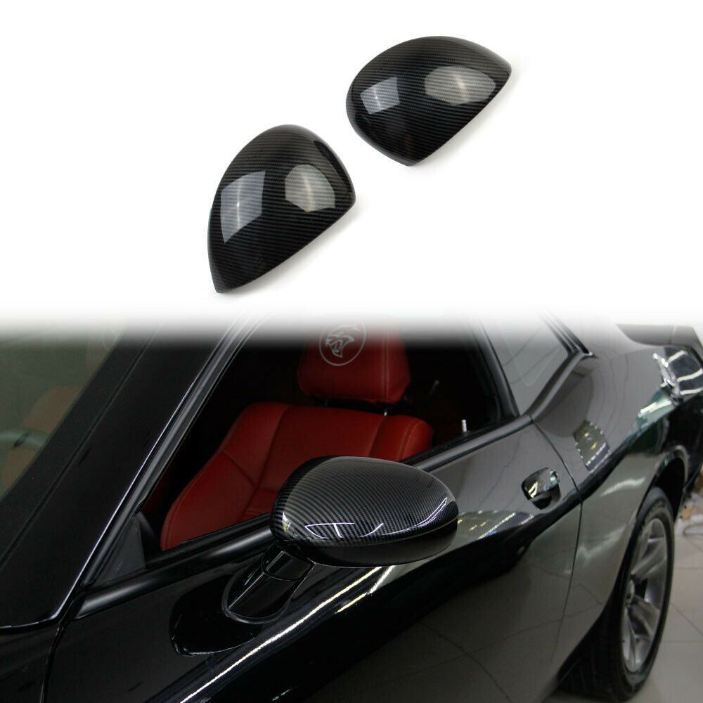 2015 - 2019 Dodge Challenger Carbon Fiber Black Side Door Mirror Cover