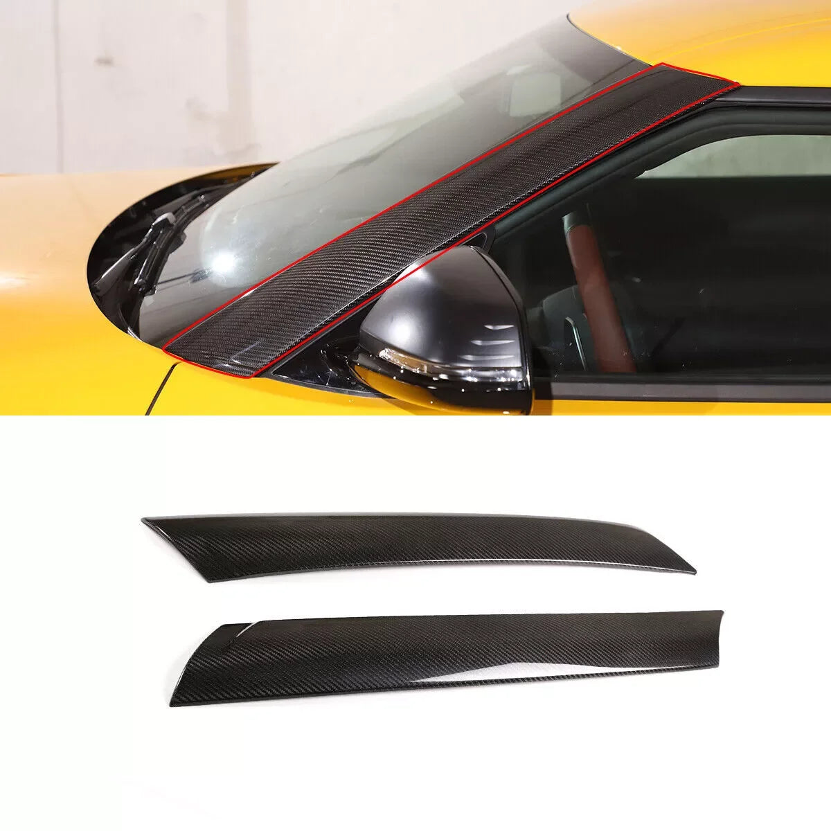 Toyota GR Supra A90 2019-22 2PCS Dry Carbon Fiber Windshield A-Pillar Trim Cover