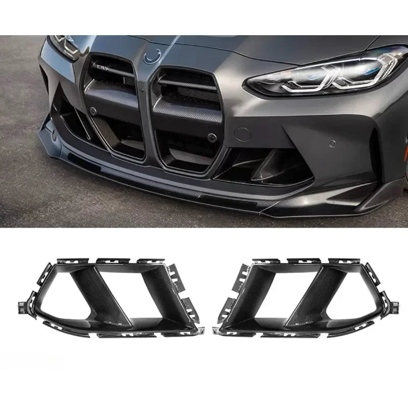 BMW G80 G82 G83 M3 M4 2021+ Dry Carbon Fiber Front Bumper Fog Light Cover MP Style Air Vent Cover Trim Outlet Intake