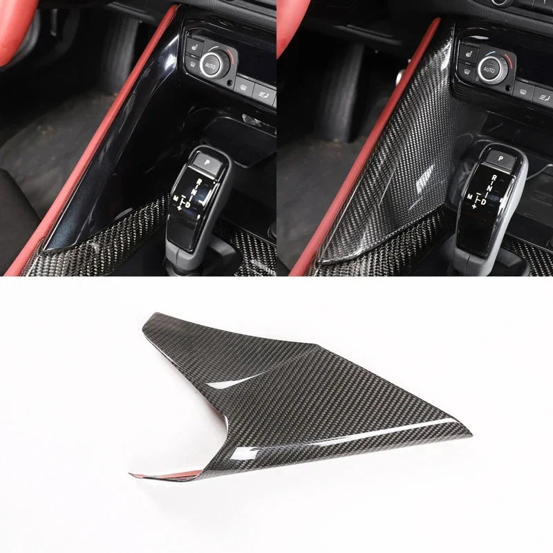 Toyota GR Supra A90 A91 MK5 2019-24 Dry Carbon Fiber Car Center Console Side Gear Shift Panele Cover Trim