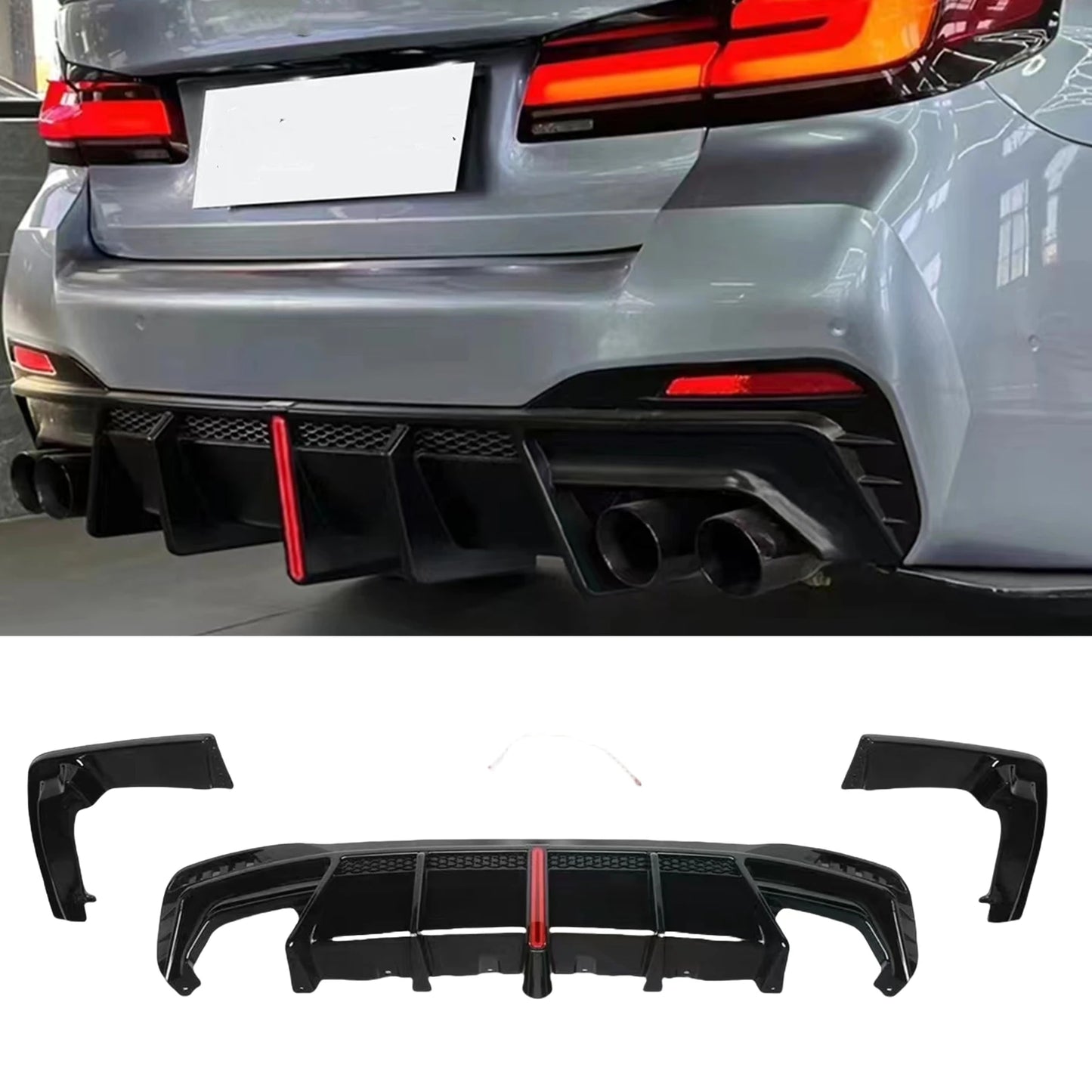 Bumper Diffuser Lip BMW 5 Series G30 G31 G38 M550i 2017-2023 Gloss Black