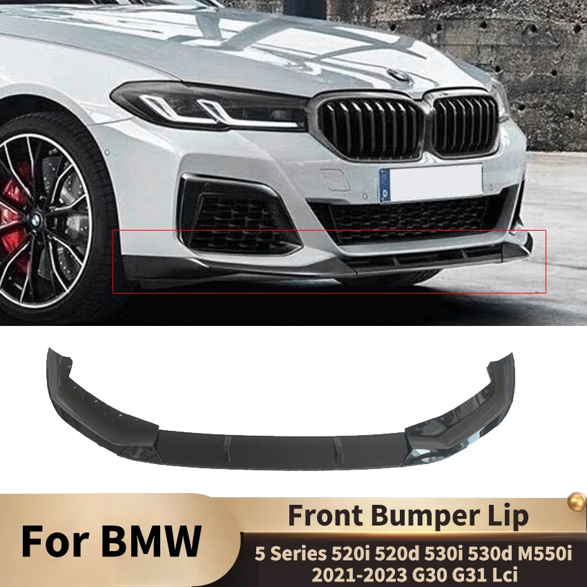 Bmw 5 Series 520i 520d 530i 530d M550i 2021-23 G30 G31 Lci Front Bumper Lip Spoiler Splitter