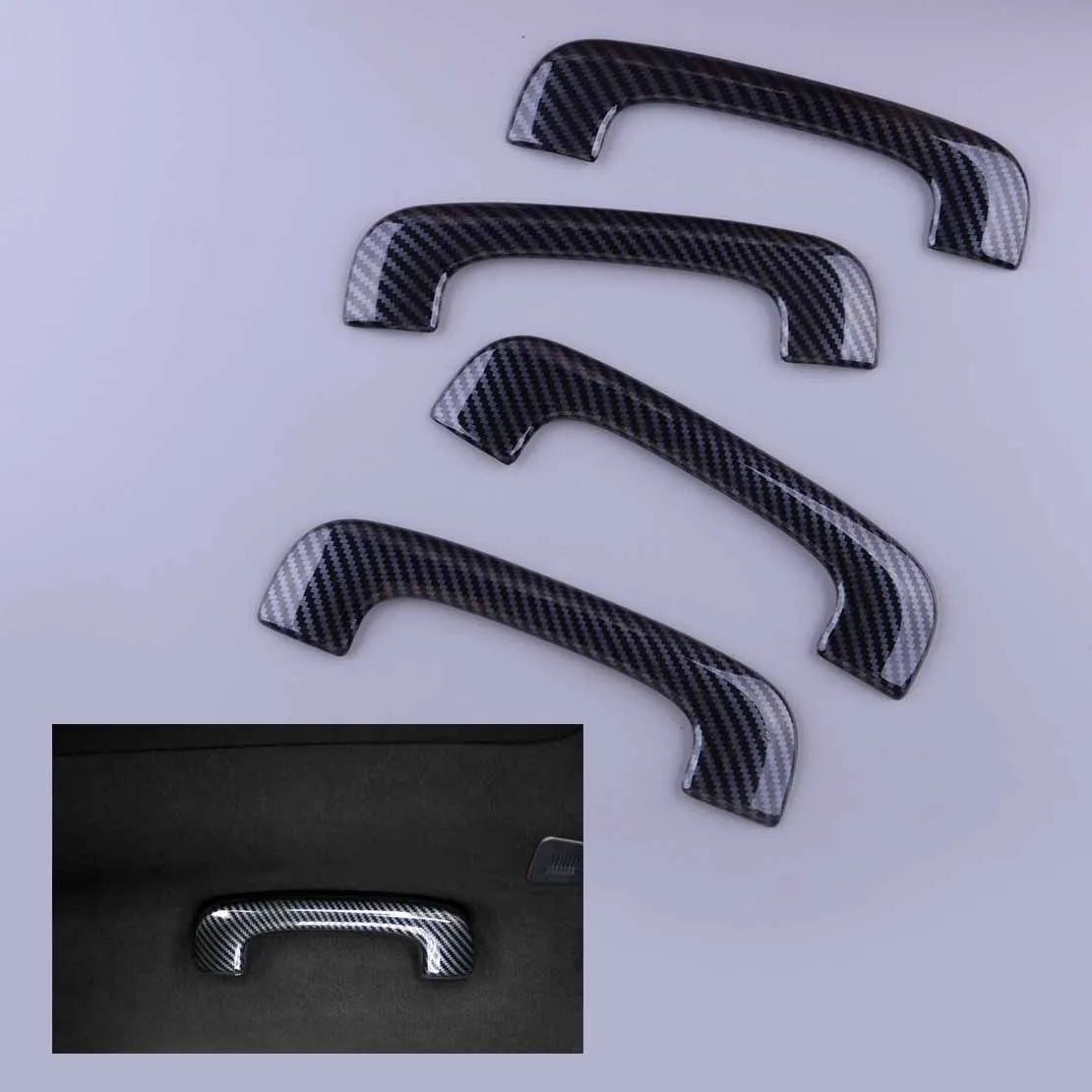 Dodge Charger 2011- 2021 4pcs Interior Roof Grab Bar Handle Cover Trim Carbon Fiber Style