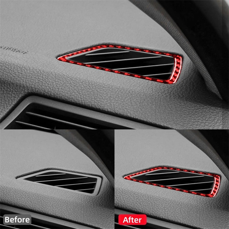 BMW 5 Series F10 F18 2011-2017 Carbon Fiber Interior Air Outlet  Dashboard Trim Cover Stickers